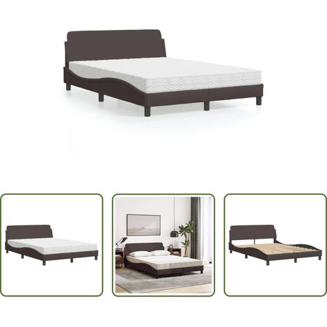 vidaXL Matratze - Bett mit Matratze "Dover" Dunkelbraun 140x190 cm Stoff (1/5)