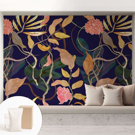 Fototapete Tapete Vliestapete mit Kleber - trendige Wanddeko - Schlafzimmer - Wohnzimmer Pflanzliche Eleganz 208x146 cm (1/5)