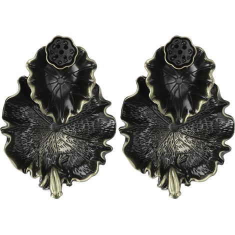 Lot de 2 brûleurs d'encens à reflux en forme de feuille de lotus, couleur bronze, pour la décoration intérieure (1/5)