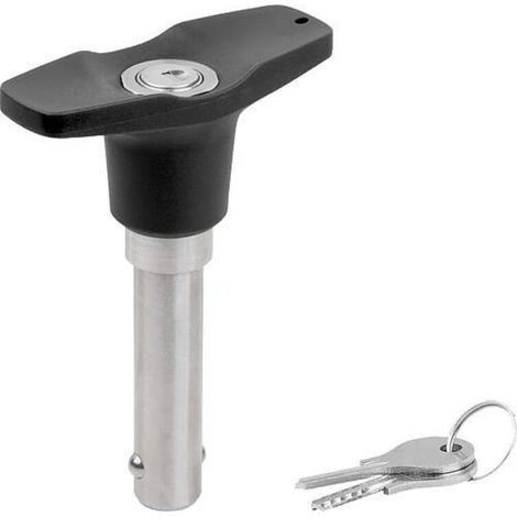 KIPP Kugelsperrbolzen abschließbar T-Griff D1=16 L=35 Edelstahl 1.4305 (1/3)