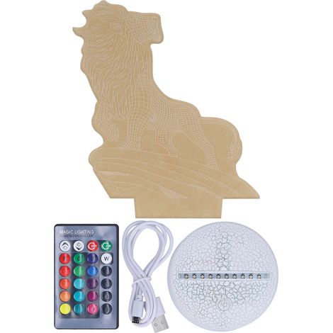 3D-Touch-Nachtlicht mit 16 einstellbaren Farben, 4 Dimmmodi, Regenbogen-Fernbedienung, Lion-Serie (KX-1072 gecrackte Version: Touch + 16-Farben-Fernbedienung, batterielos, Fernbedienung mit eingebaute (1/5)