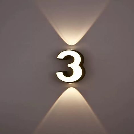LED Hausnummernleuchte 3, Moderne Außenwandleuchte mit Up & Down Licht, IP65 Wasserdicht, Warmweiß, für Fassade und Eingangsbereich