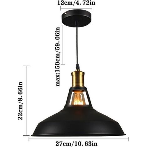 Lustre Industriel - Suspension Réglable En Métal - Douille E27 - Style Nordique Industriel - 1 Pièce (1/5)
