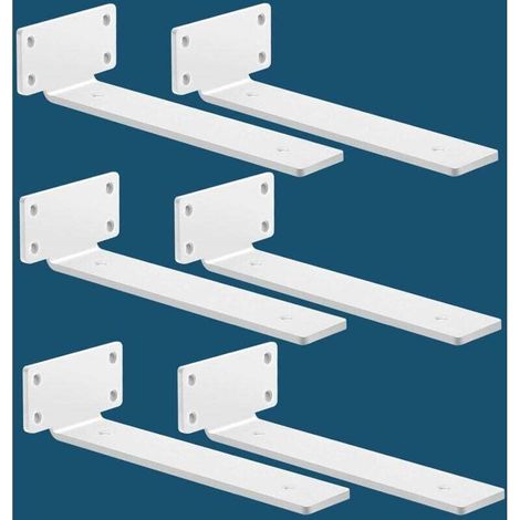 Lot de 6 supports d'étagères murales, supports industriels, supports robustes, support d'étagère murale, blanc (20 cm) (1/4)