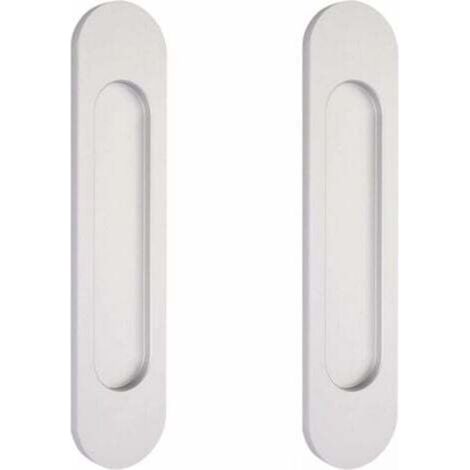 [JAMAIS UTILISÉ] 2 poignées de porte coulissantes ovales argentées autocollantes (15 cm), en aluminium affleurant, sans perçage (1/4)