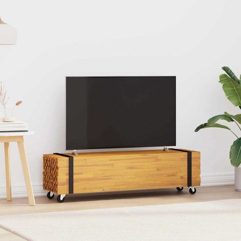 TV-Ständer Braun 110 x 30 x 30 cm Massivholz Teak