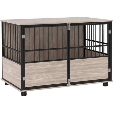 100cm Furniture Style Dog Crate Dog Cage End Table Indoor 3 Doors Soft Washable Cushion, for Large Sized Dogs (1/5)
