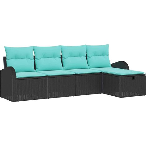 Garden Sofa Set with Cushion 5 pcs Black Poly rattan vidaXL (1/5)