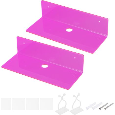 Étagères flottantes acrylique rose fluo 22,9 cm lot de 2, pour salle de bain, chambre ou décoration légère (1/4)