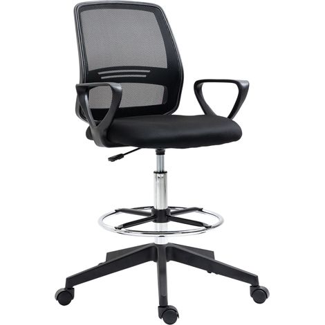 Chaise de bureau, chaise haute, chaise de bureau réglable, tabouret de bureau pivotant à 360°, tissu en maille respirante
