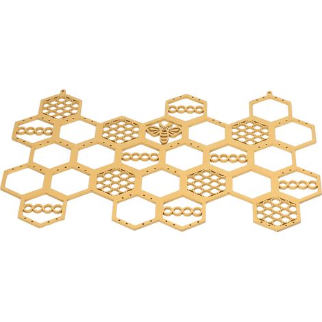 Ohrstecker-Präsentationsständer aus Pappelholz, goldfarbenes Bienenkorb-Design, platzsparend, langlebig, Schmuckaufbewahrungsständer (1/5)