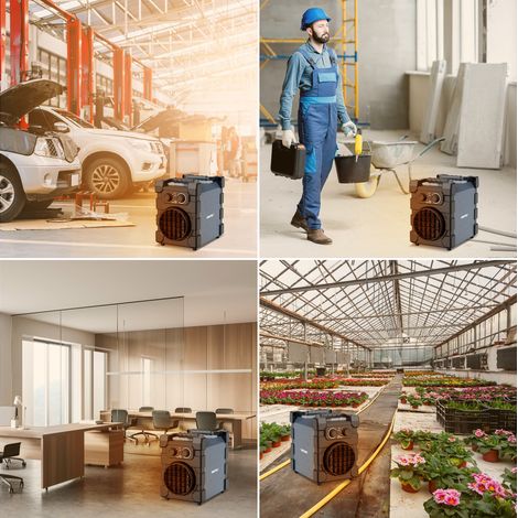 Professioneller Elektro Heizlüfter 3000 Watt Bauheizer Elektroheizer  Schwerem Stahlgehäuse, Überhitzungsschutz, mit Thermostat, Bautrockner für Baustelle, Garage [Energieklasse A] (1/5)