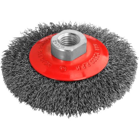 Brosse conique M14 à fil ondulé de 120 mm pour le décapage de peinture et de rouille Vorstahl (1/5)