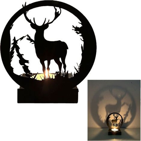 Bougeoir mural en forme de cerf noir – décoration élégante pour mariage, en métal noir mat, 1 pièce (1/3)