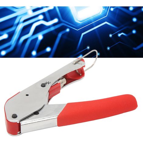 Kit d'outils de sertissage pour câbles coaxiaux RG59 RG6 : pince à sertir pour câbles coaxiaux avec 1 dénudeur de fil, 10 connecteurs de compression RG6 de type F bleus, 10 rallonges de câble coaxial (1/5)