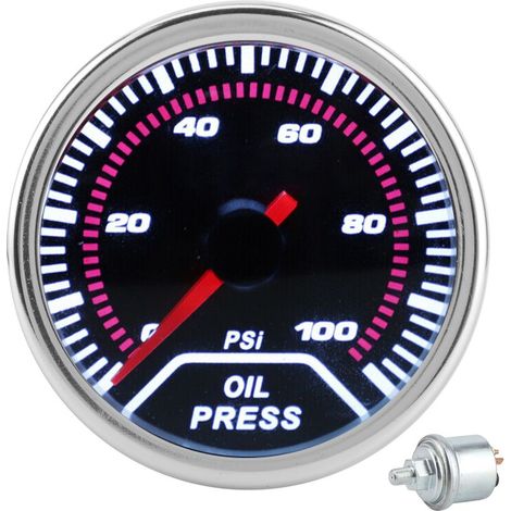 Manomètre d'huile LED 52 mm/2 pouces 0-100 psi avec capteur adapté pour voitures 12 V 4/6/8 cylindres (1/5)