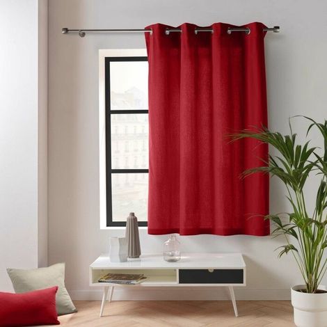 1 pièce Rideau Petite Hauteur, 135 x 180 cm, Coton/Polyester, Twily Rouge, pour fenêtres basses ou salles de bain