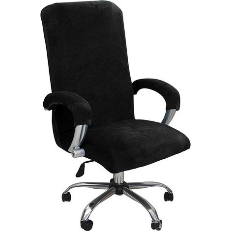 Housse de Chaise de Bureau en Velours - Extensible pour Fauteuil de Jeu, Ordinateur, Pivotante - avec Accoudoirs - Élastique (1/5)