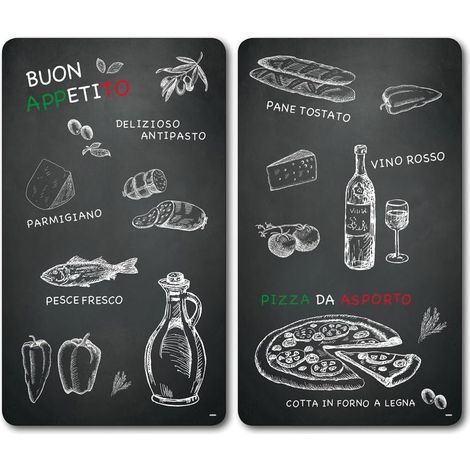 Lot de 2 Planches à découper Multi-Verre,matériau: Verre,Dimensions: 52 x 30 x 0,5 cm,Motif : Ristorante,Couleur: Noir 36538 13 (1/5)