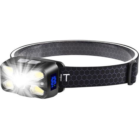 Lampe frontale LED – Chargement USB-C – 7 modes d'éclairage – Angle de faisceau réglable à 45° – Idéale pour le camping (1/5)