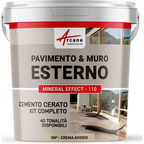 Microcemento per esterni: pavimenti, muri, terrazze, balconi, scale - 5 m² (in 2 strati) Crema Avorio - ARCANE INDUSTRIES