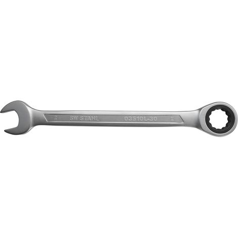 SW-Stahl 03510L-30 Gabelringratschenschlüssel 30 mm I feinverzahnt mit 72 Zähnen I Maulschlüssel mit Ringratsche I Ringratschenmaulschlüssel I Ringmaulschlüssel (1/2)