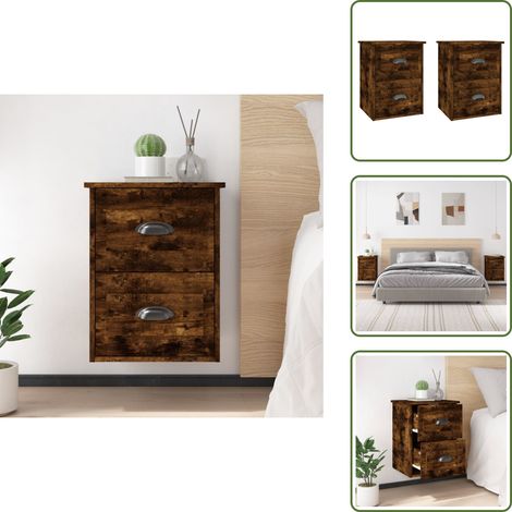 Tables de chevet murales 2 pcs chêne fumé 41,5x36x53 cm - Table De Chevet Murale - Meuble De Chevet Mural - Table De Chevet Flottante - Étagère Murale - Rangement Mural (1/5)