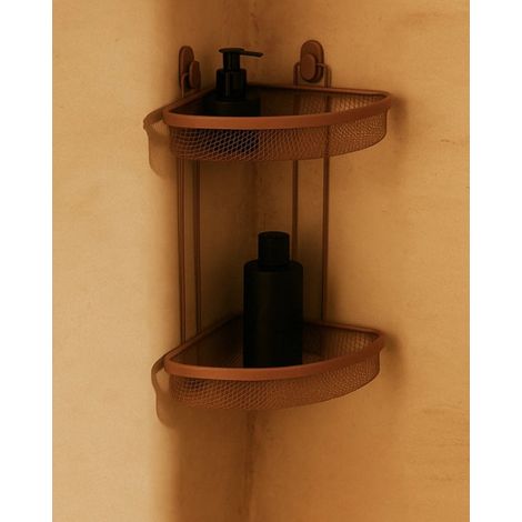 Exagonshop Griglia vasca doccia angolare 2 ripiani mocha Taki