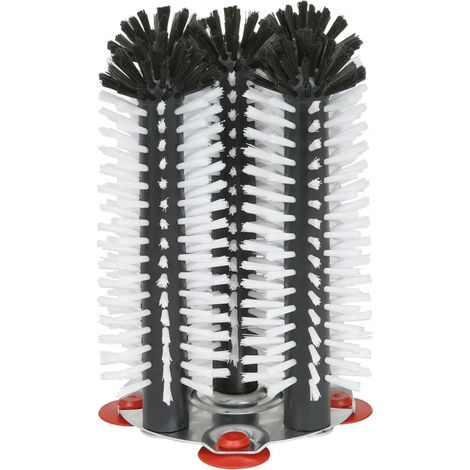Brosse à laver les verres Delfin, ensemble de 5 brosses de 25 cm avec plaque de base en métal, stable avec ventouses pour nettoyage rapide et efficace en restauration (1/2)