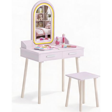 Coiffeuse coloris rose en MDF 60 x 36 x 100 cm (1/5)