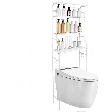 Haloyo® Badezimmerregal, Hängeregal mit 3 Ablagen, für Bad, WC und Balkon, 47 x 26 x 160 cm – Weiß