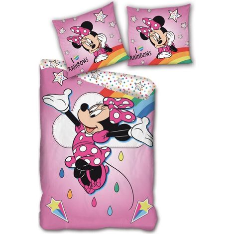 Parure de lit simple- Minnie joyeuse qui saute - 140 cm x 200 cm