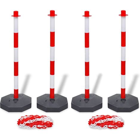 vidaXL Juego de 4 postes de barrera cadena de plástico 10 m cada una (1/4)