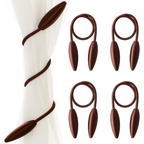 4 pièces bricolage torsion rideau embrasse Clips créatif décoratif fenêtre drapé torsion embrasses draperies retenue (marron) (1/5)