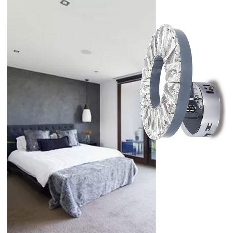 Applique murale en cristal 12 W en acier inoxydable, lampe décorative pour couloir d'hôtel ou escalier, 85-265 V, blanc (1/5)