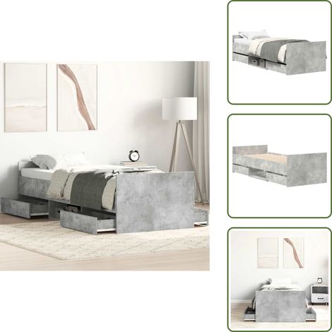 vidaXL Estructura de cama con cabecero piecero gris hormigón 90x200cm (1/5)