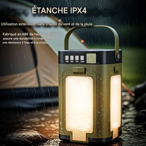 Lumières LED de camping – Lanterne solaire portable, lampe de randonnée en plein air 6 modes réglables extensibles 4 LED avec rotat (1/5)