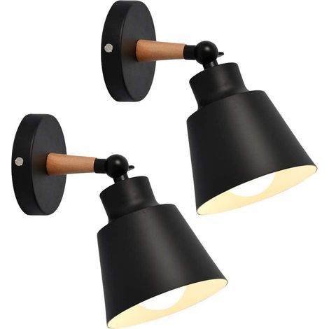 2pcs Applique Murale Industrielle en Métal Moderne Lustre Luminaires E27 Loft Lampe Angle réglable pour Café Bar Couloir Salle à Manger Salon Chambre - Noir (1/5)