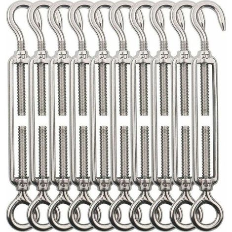 Œillet à crochet de tendeur type M5, jeu de 10 tendeurs en acier inoxydable, tendeur réglable robuste (1/4)