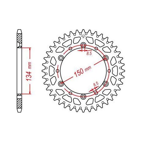 Couronne Alu TT Kawasaki Verte - 520 - 49 Dents - Similaire JTA460 - Made in Germany (1/3)
