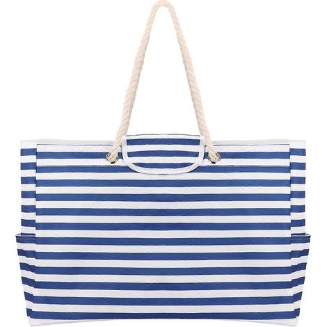 Strandtasche, waschbare, gestreifte Tasche zur Aufbewahrung von Strandspielzeug, Badesachen und anderen Accessoires für Jungen und Mädchen, ideal zum Einkaufen und für Picknicks. Perfekt für (1/5)