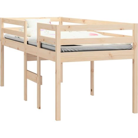 Letto a Soppalco 90x190 cm in Legno Massello di Pino vidaXL (1/4)