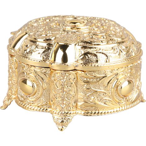 Boîte à bijoux en métal créative et luxueuse, boîte ronde en forme de coquillage pour ranger bagues, boucles d'oreilles et autres bijoux en or. (1/5)