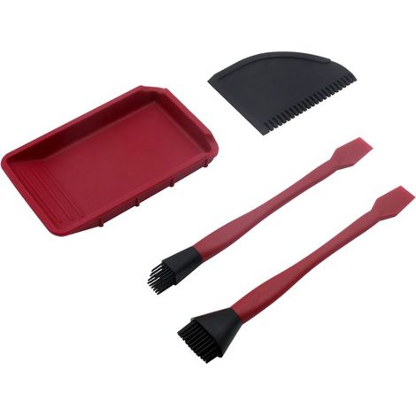 Set d'application de colle silicone - 4 outils avec brosses souples pour menuiserie - Rouge