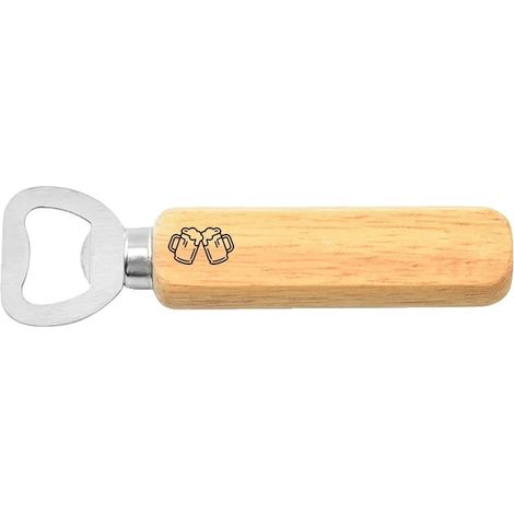 Apribottiglie per birra, testo personalizzato, manico in legno, cin cin (1/2)