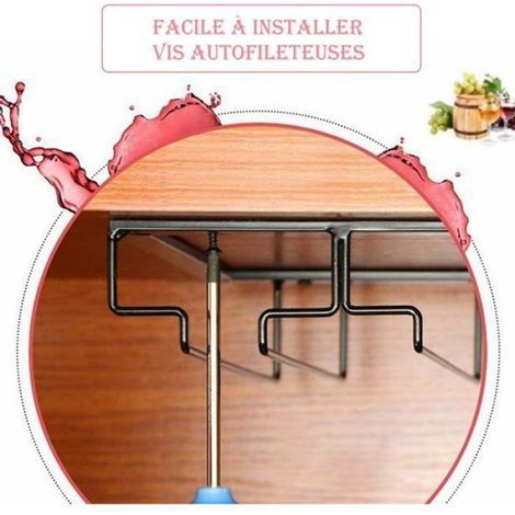 Porte-Verres - Etagère Sous Meuble 3 Niveaux en Acier Inoxydable - Pour Verres à Vin Blanc Champagne Cocktail - 1 Pièce (1/5)