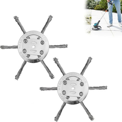 Tête Débroussailleuse Fil Acier 2 Pièces, Brosse Débroussailleuse Universelle 150 mm, Tête de Désherbage en Acier avec Alésage 25,4 mm, Accessoire Coupe Herbe pour Jardin Pelouse Allée (1/5)
