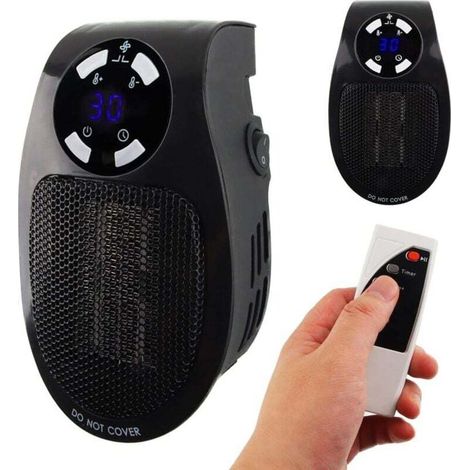 Mini Heater 500w, Mini Chauffage Soufflant 500w, Radiateur Électrique Soufflant 500w, Système Thermostatique, Affichage LED, Protection Contre Surchauffe(Noir) (1/4)