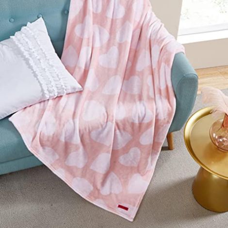 Couvre-lit – Polaire Ultra Douce et Confortable, léger et luxueusement Chaud, Parfait pour Le lit ou Le canapé, cœur à Pois (1/5)