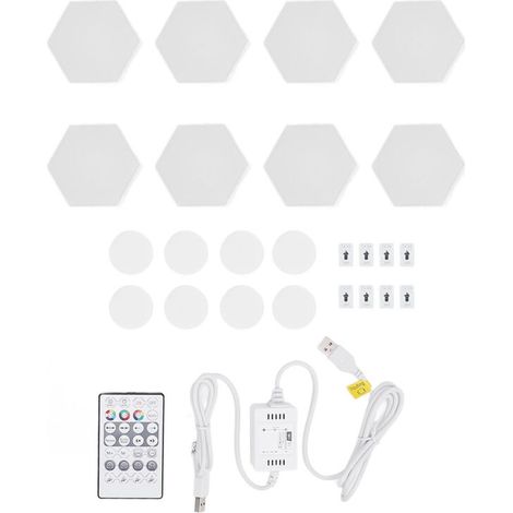 Kit di luci da parete esagonali a LED RGB Eosnow, 8 modalità, sincronizzazione musicale, telecomando vocale, WIFI, USB, per serate di film e giochi (1/4)
